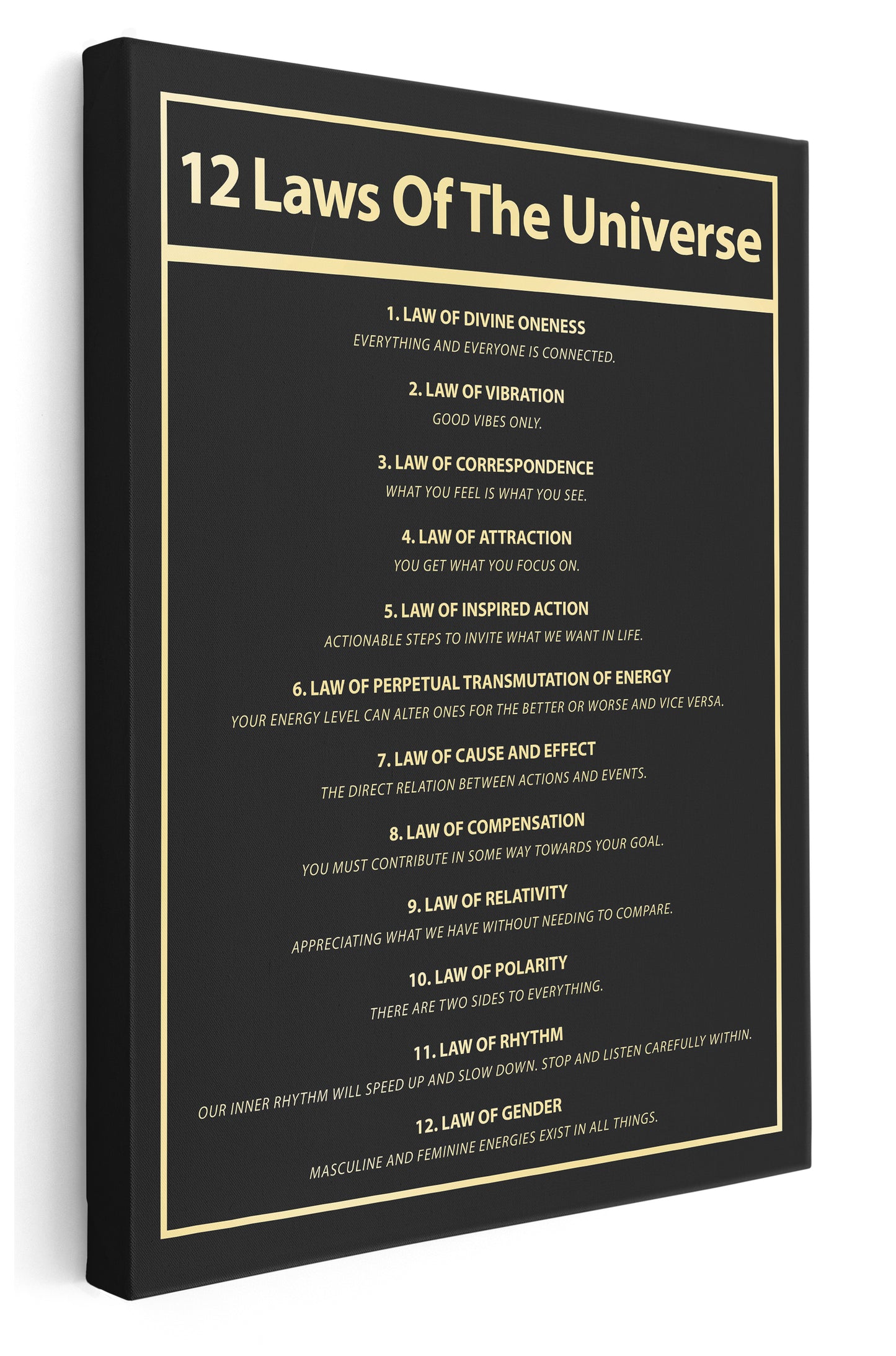 12 Laws of Universe Canvas Art Print - Framed Picture