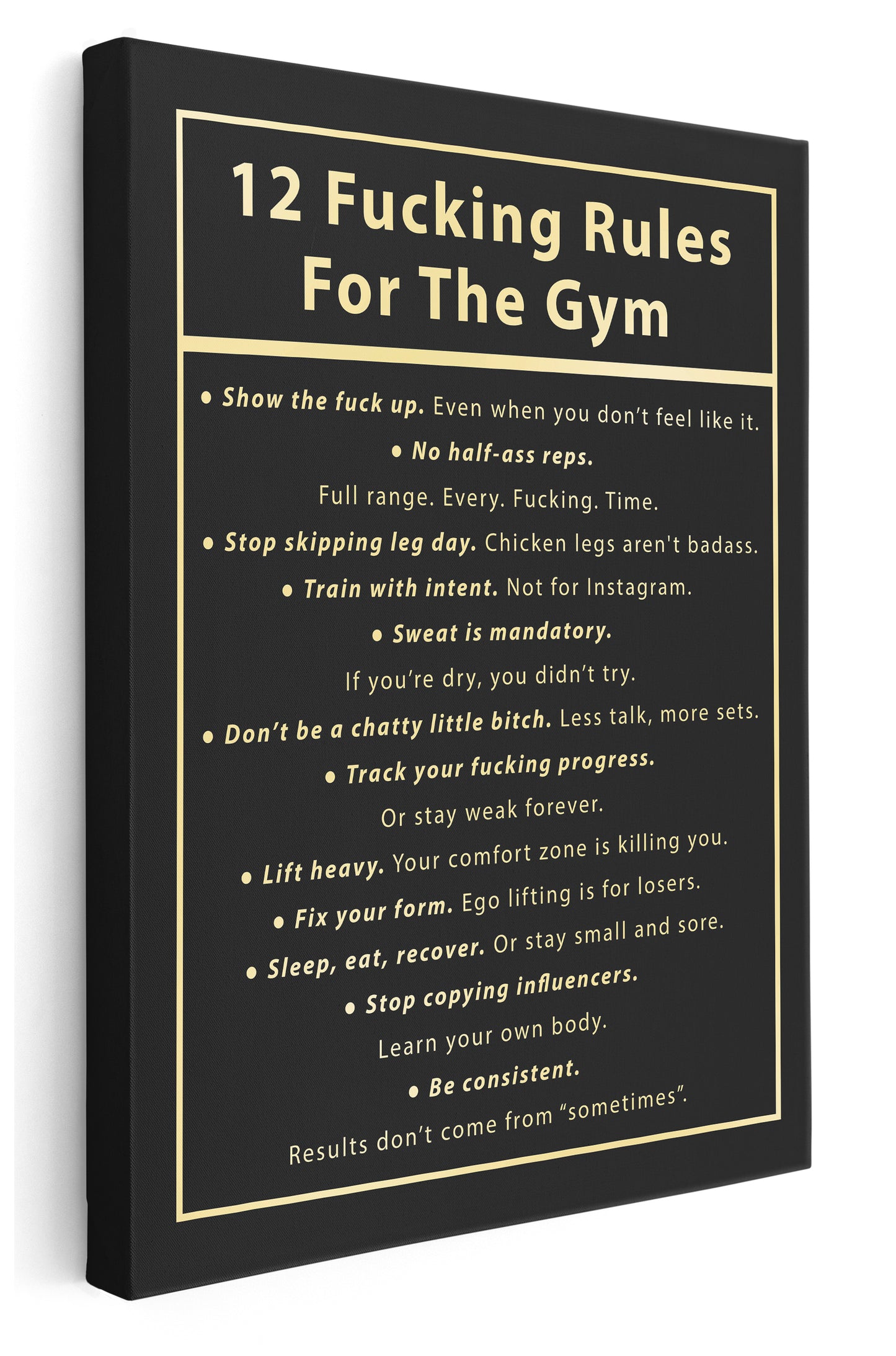 12 Rules for the Gym Canvas Art Print - Framed Picture