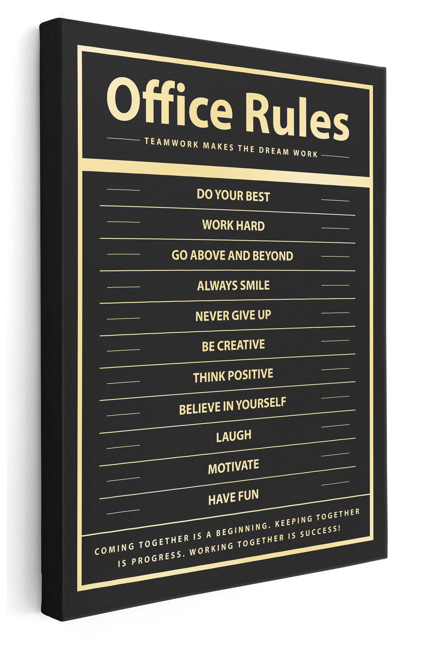 Office Rules Canvas Art Print - Framed Picture