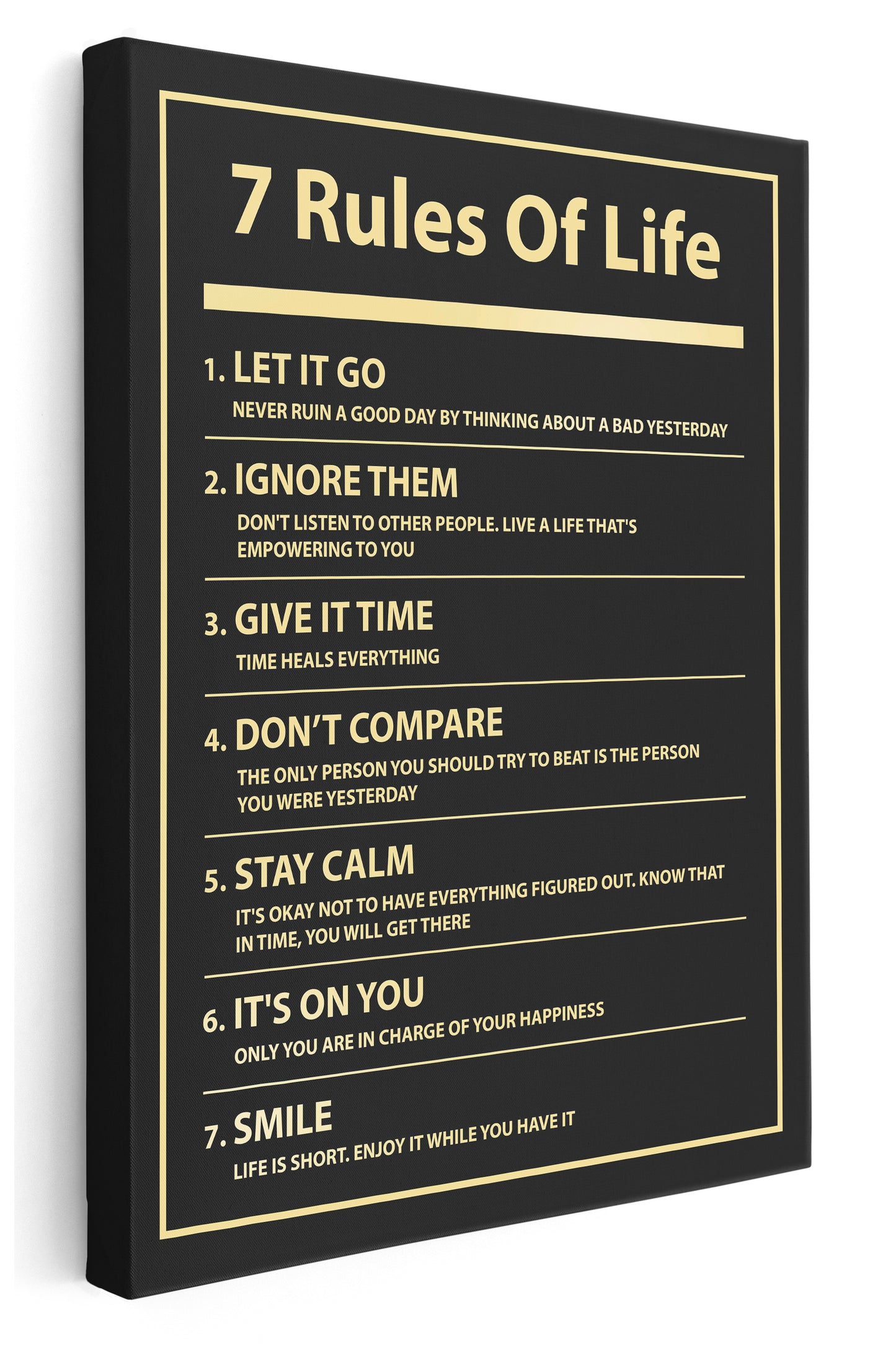 7 Rules of Life Canvas Art Print - Framed Picture