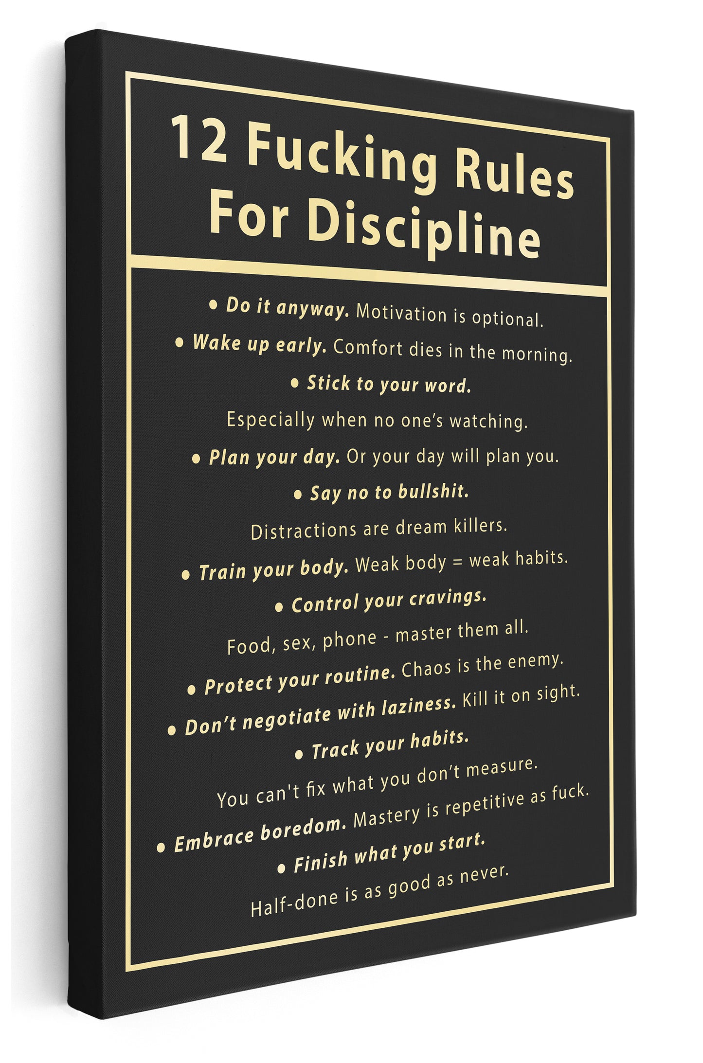 12 Rules for Discipline Canvas Art Print - Framed Picture
