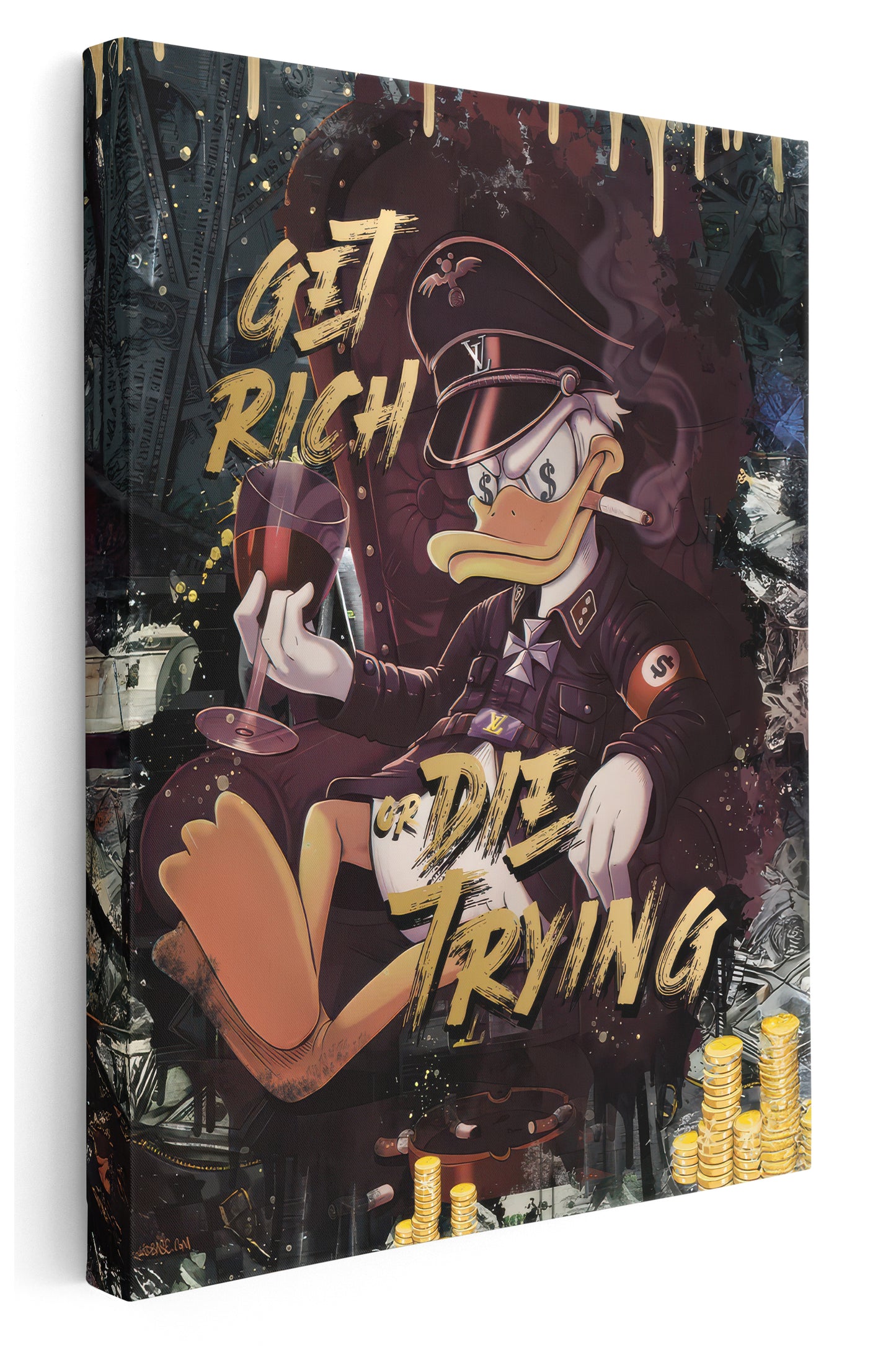 Get Rich Scrooge Canvas Art Print: Get Rich or Die Trying, Framed Home Decor