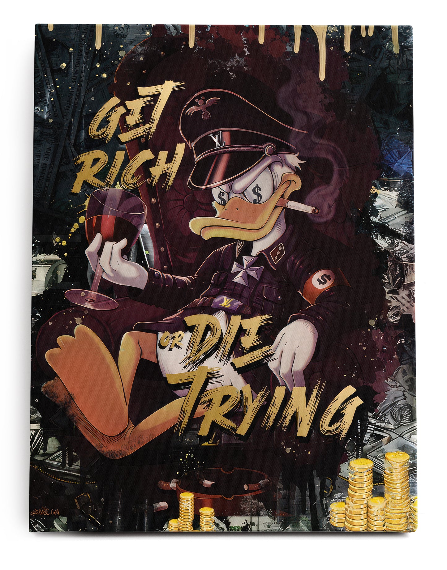 Get Rich Scrooge Canvas Art Print: Get Rich or Die Trying, Framed Home Decor