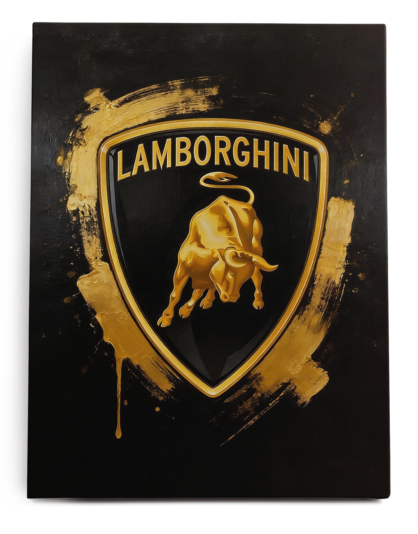 Lamborghini Emblem In Paint Canvas Art Print - Framed Picture - Home Decor - Ready to Hang