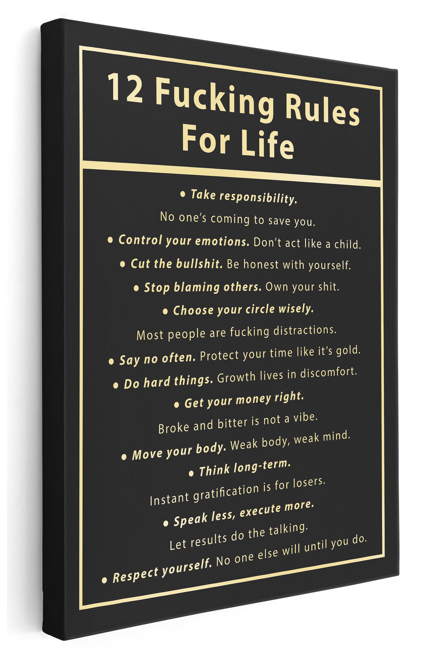 12 Rules for Life Canvas Art Print  - Framed Picture