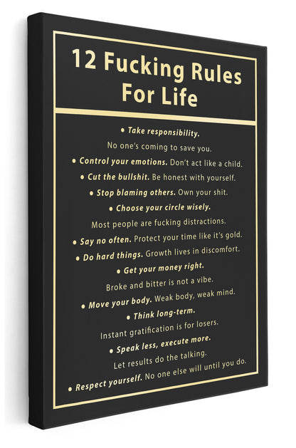 12 Rules for Life Canvas Art Print  - Framed Picture