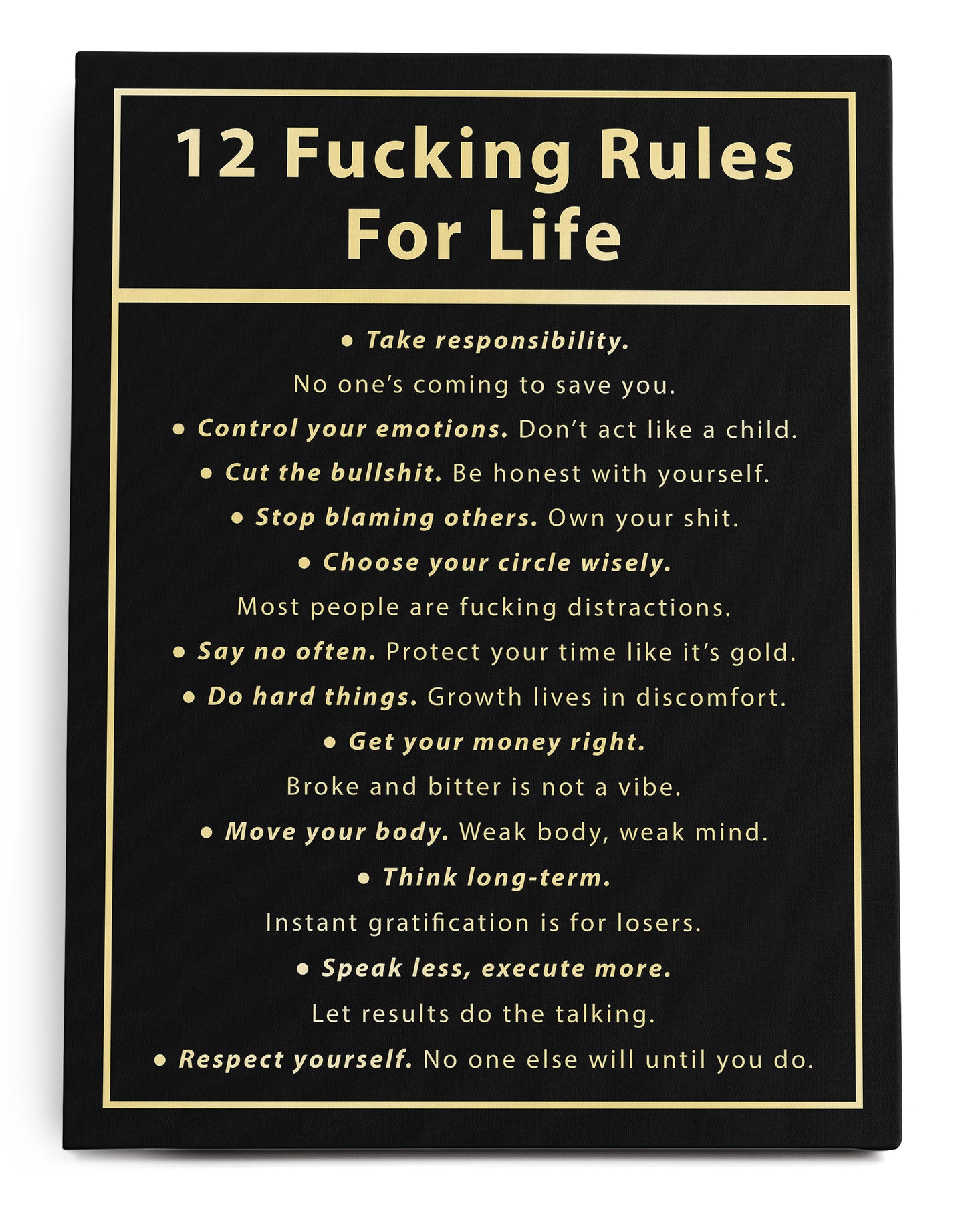 12 Rules for Life Canvas Art Print  - Framed Picture