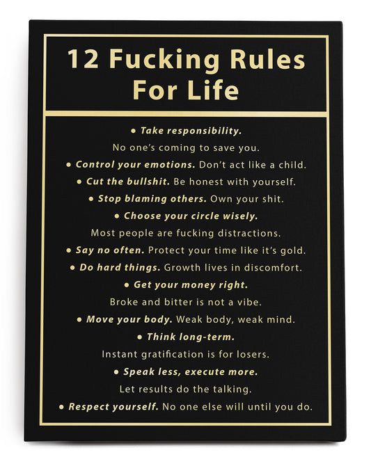 12 Rules for Life Canvas Art Print  - Framed Picture
