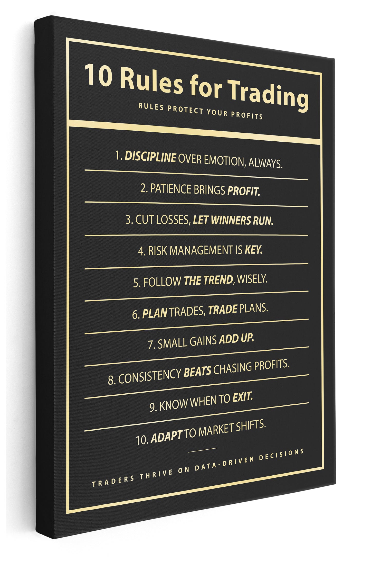 10 Rules for Trading Canvas Art Print  - Framed Picture