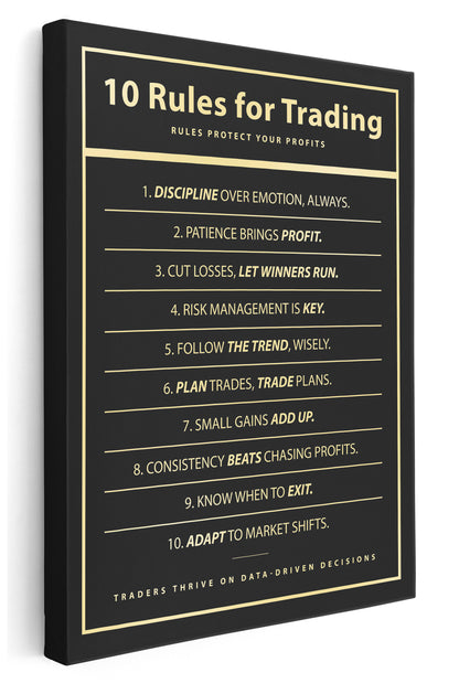 10 Rules for Trading Canvas Art Print  - Framed Picture