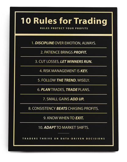 10 Rules for Trading Canvas Art Print  - Framed Picture