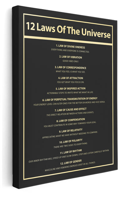 12 Laws of Universe Canvas Art Print  - Framed Picture