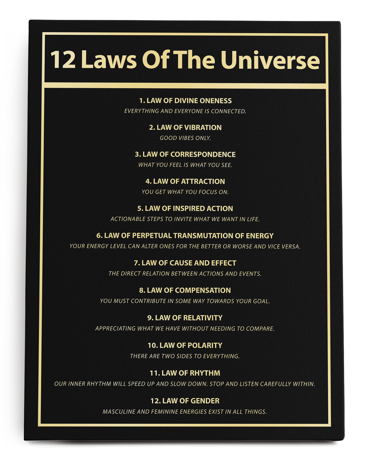 12 Laws of Universe Canvas Art Print  - Framed Picture