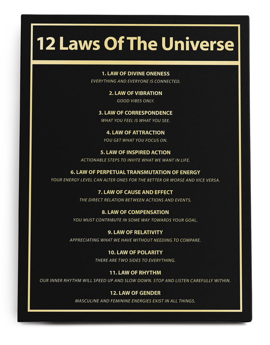 12 Laws of Universe Canvas Art Print  - Framed Picture