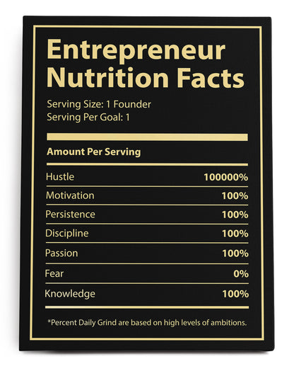 Entrepreneur Nutrition Facts Canvas Art Print  - Framed Picture