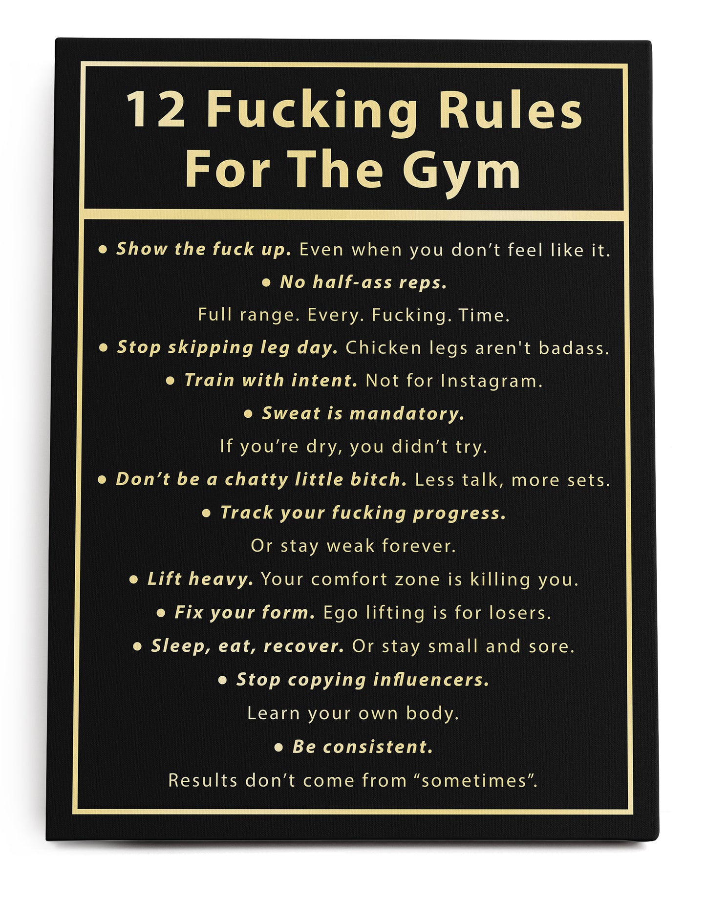 12 Rules for the Gym Canvas Art Print  - Framed Picture
