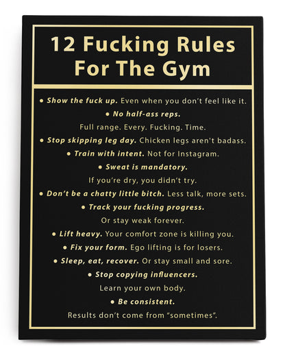12 Rules for the Gym Canvas Art Print  - Framed Picture