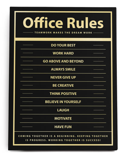 Office Rules Canvas Art Print  - Framed Picture