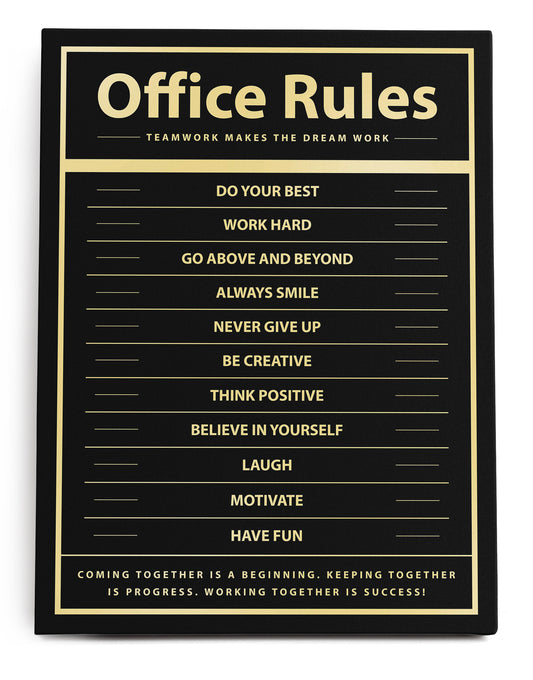 Office Rules Canvas Art Print  - Framed Picture