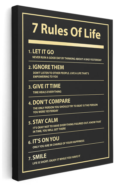 7 Rules of Life Canvas Art Print  - Framed Picture