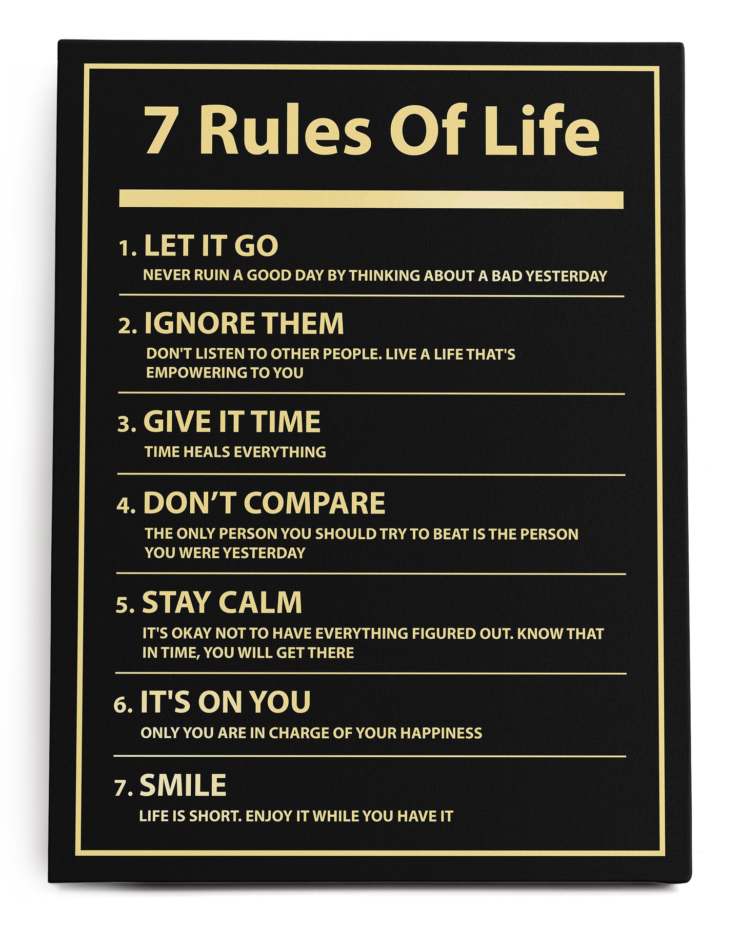 7 Rules of Life Canvas Art Print  - Framed Picture