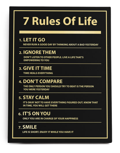 7 Rules of Life Canvas Art Print  - Framed Picture