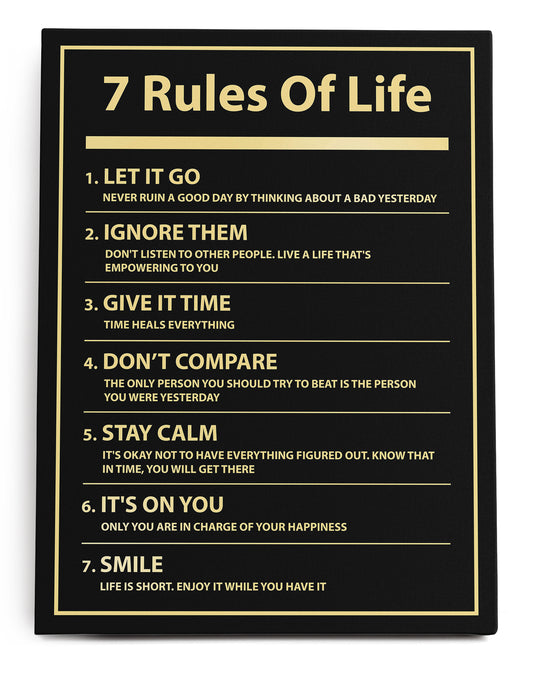 7 Rules of Life Canvas Art Print  - Framed Picture