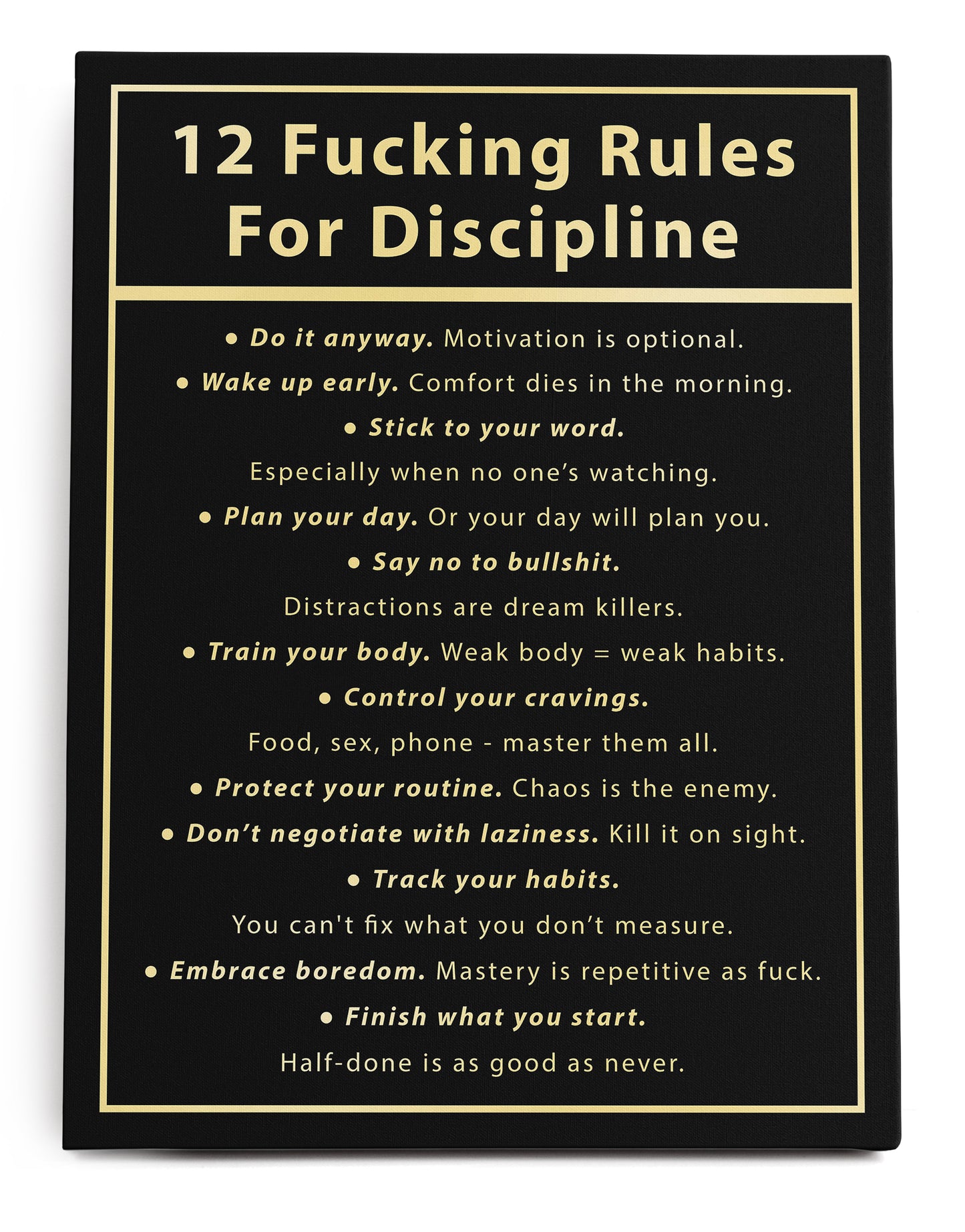12 Rules for Discipline Canvas Art Print  - Framed Picture