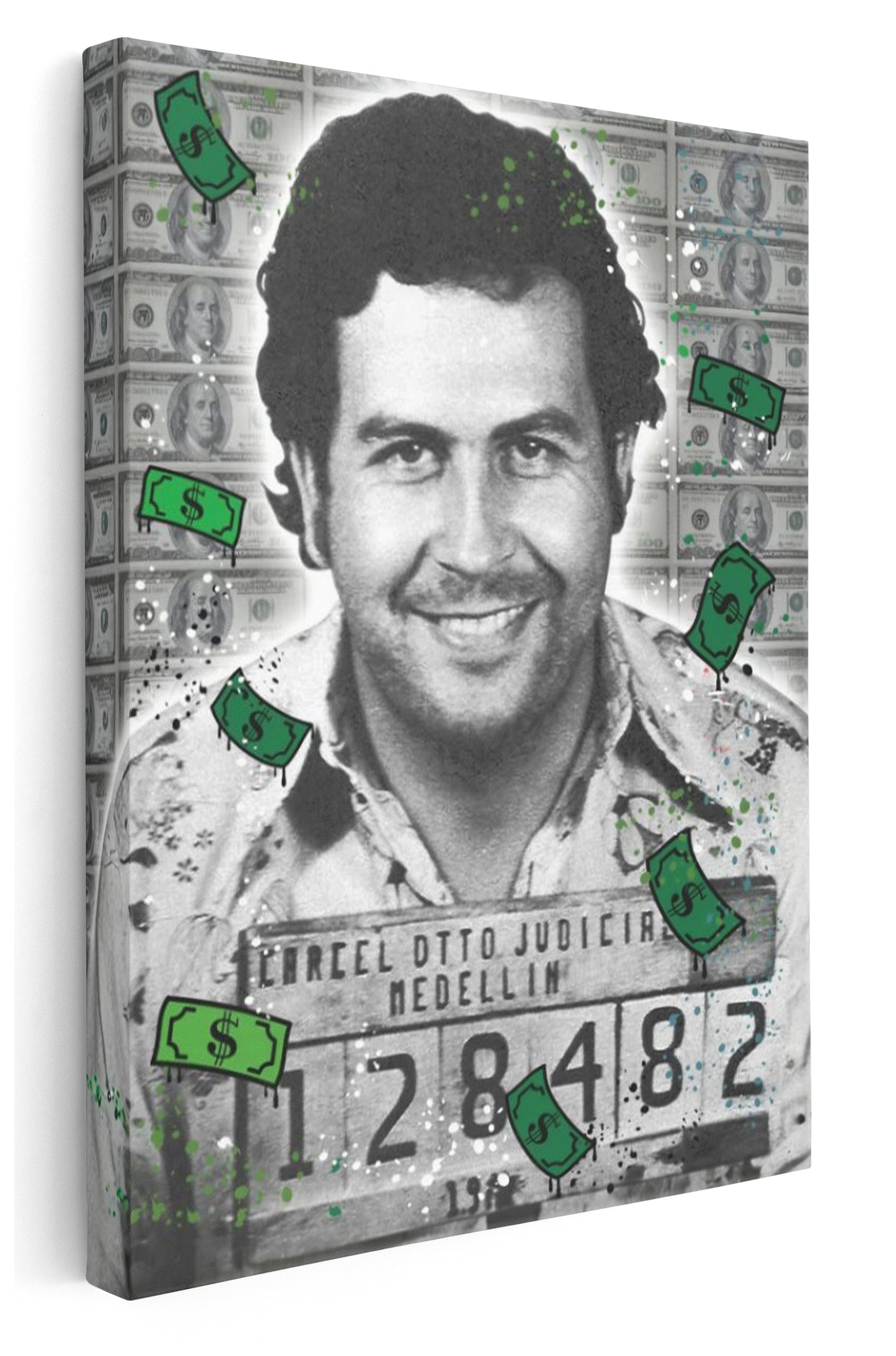 Pablo Escobar Mugshot Canvas Art Print  - Framed Picture - Home Decor