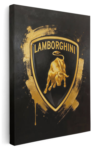 Lamborghini Emblem In Paint Canvas Art Print  - Framed Picture - Home Decor - Ready to Hang