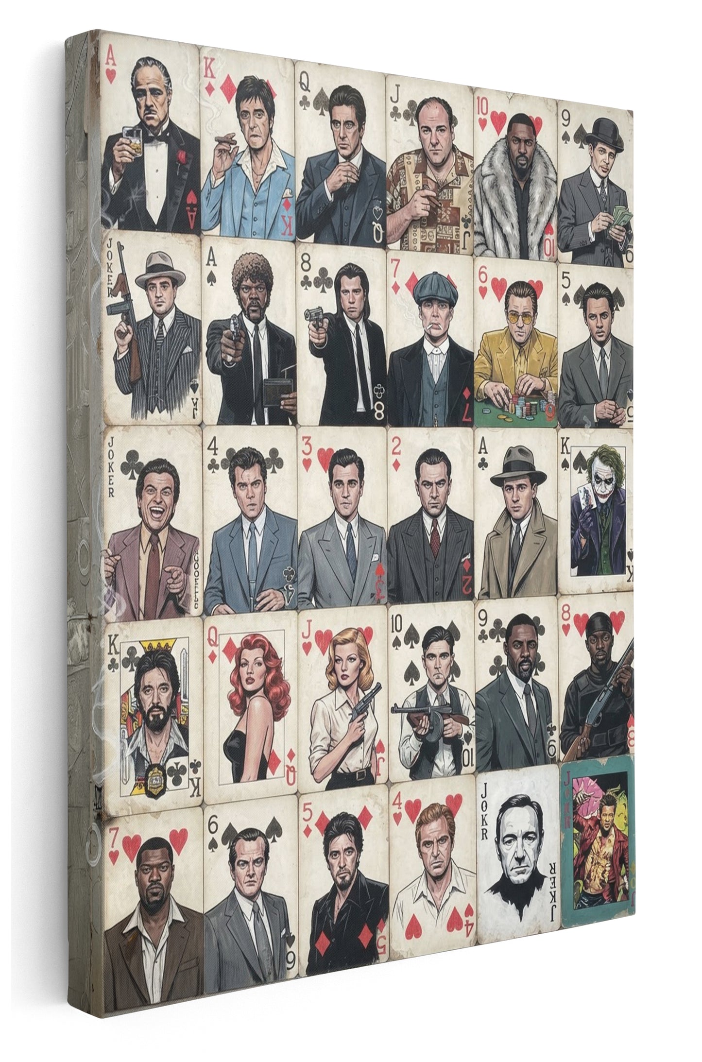 Movie Gangsters Playing Card Canvas Art Print  - Framed Picture