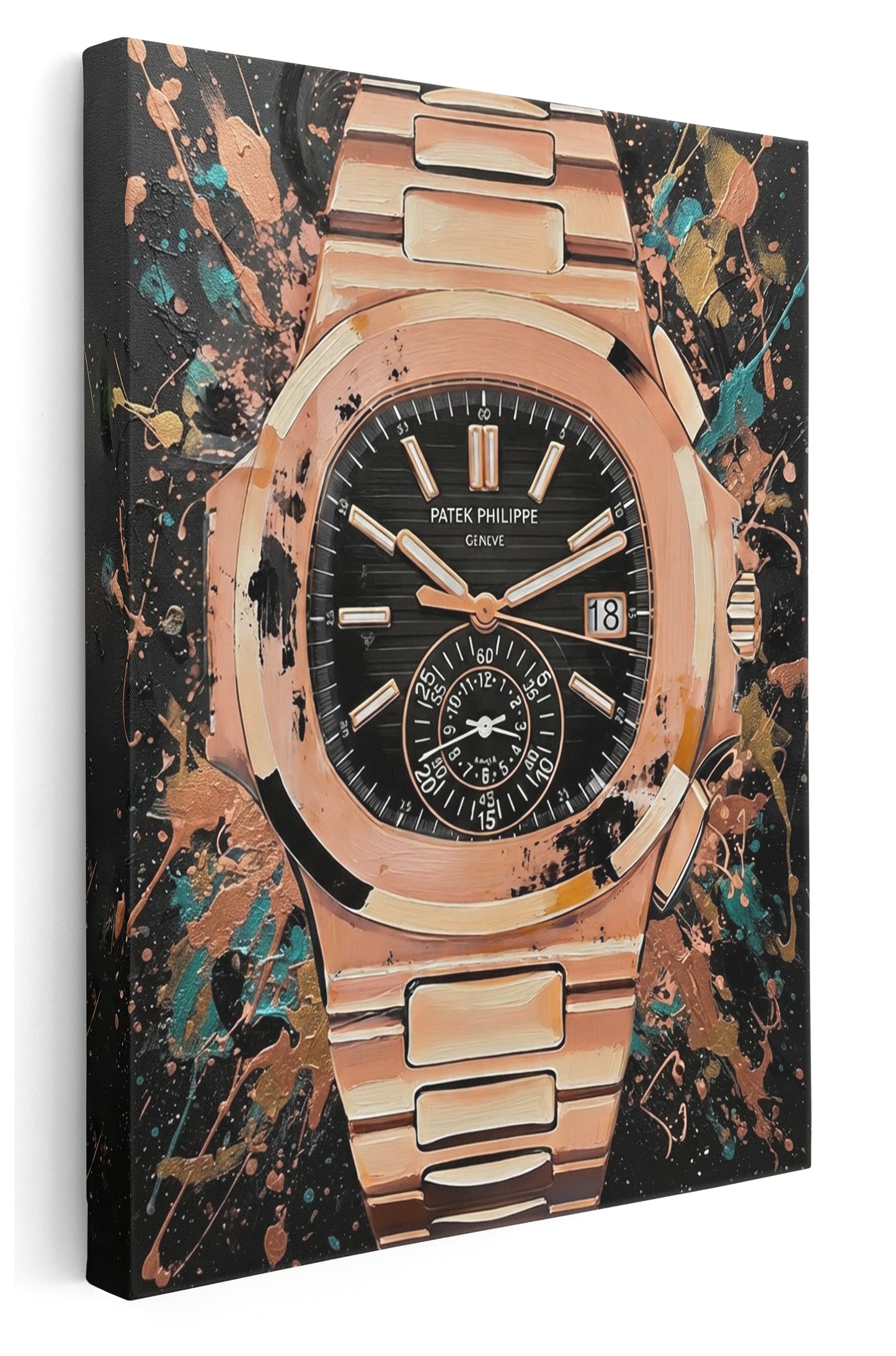 Patek Philippe Paint Splatter Canvas Art Print  - Framed Picture