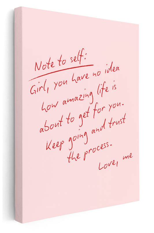 Note To Self Canvas Art Print  - Framed Picture - Home Decor