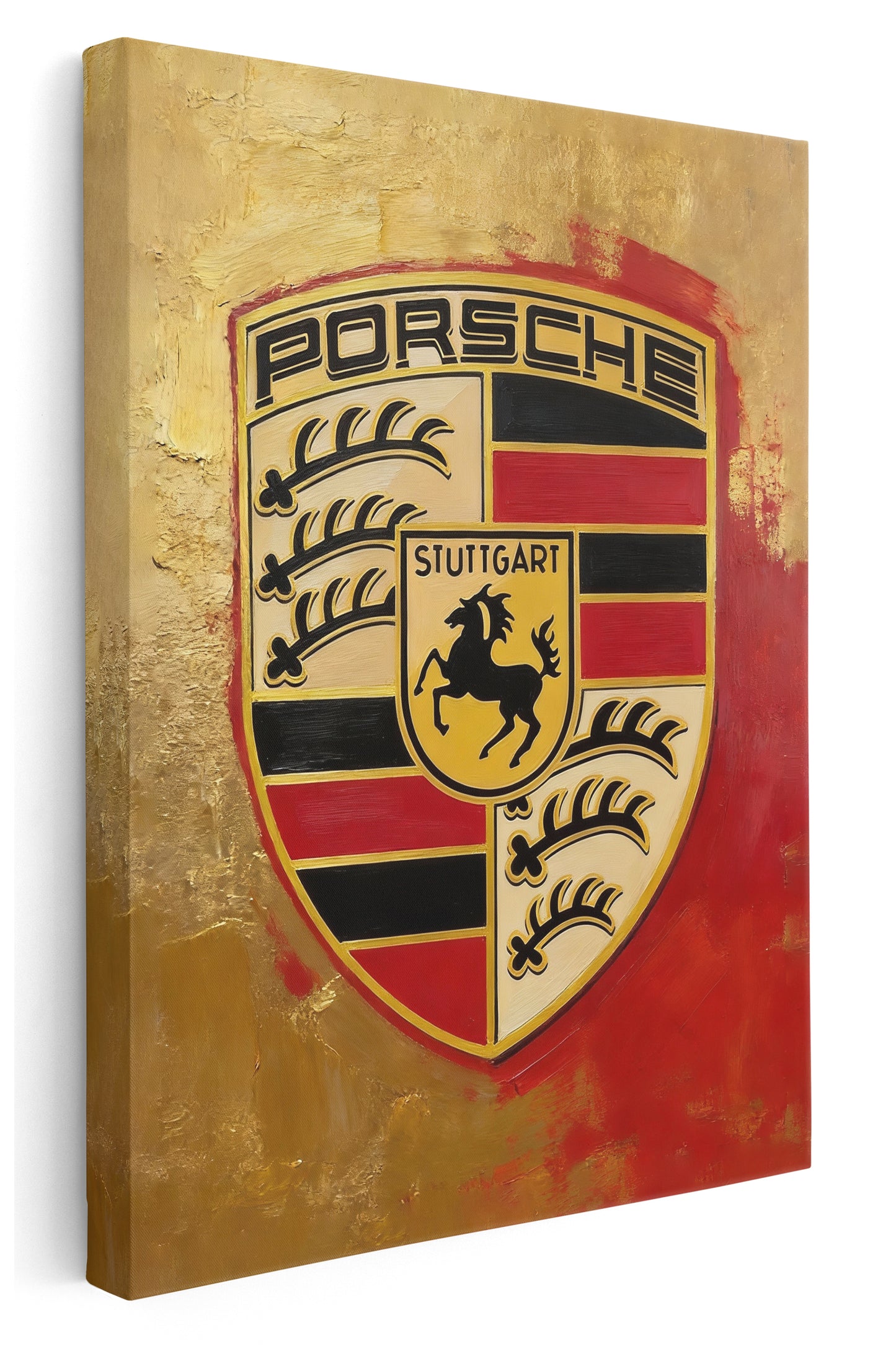 Porsche Emblem Paint Canvas Art Print  - Framed Picture - Home Decor