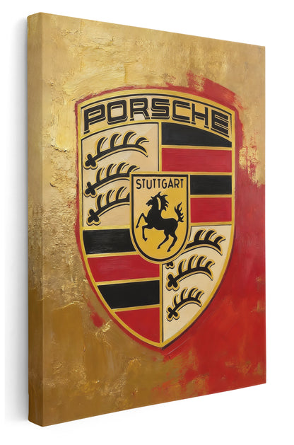 Porsche Emblem Paint Canvas Art Print  - Framed Picture - Home Decor