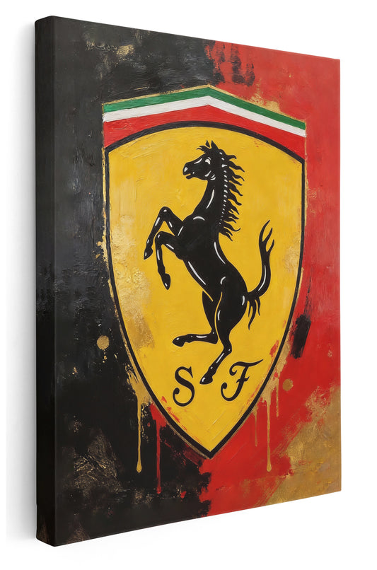 Ferrari Paint Badge Canvas Art Print  - Framed Picture - Home Decor