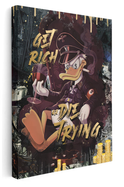 Get Rich Scrooge Canvas Art Print: Get Rich or Die Trying, Framed Home Decor