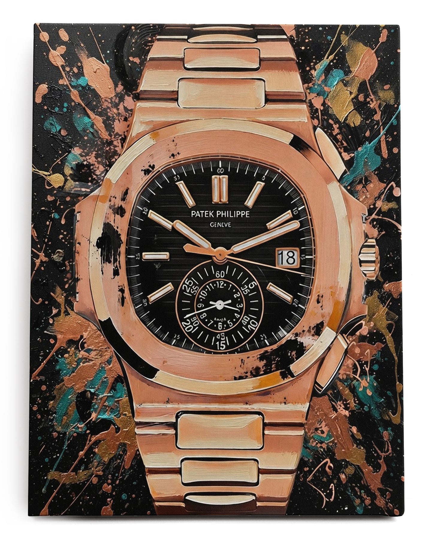 Patek Philippe Paint Splatter Canvas Art Print  - Framed Picture