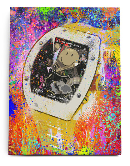 Richard Mille Smiley Watch Canvas Art: Colourful Home Decor
