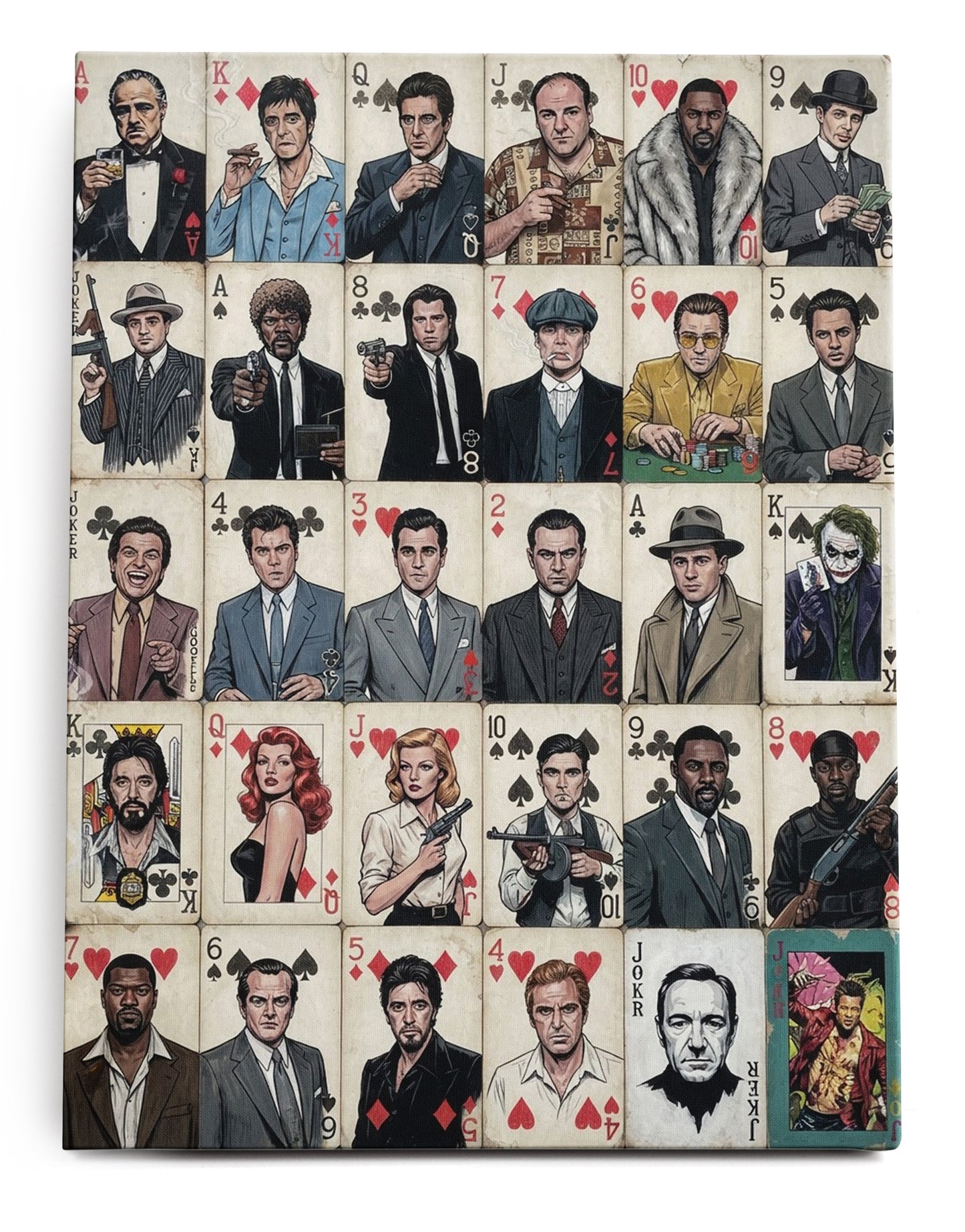 Movie Gangsters Playing Card Canvas Art Print  - Framed Picture