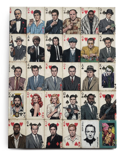 Movie Gangsters Playing Card Canvas Art Print  - Framed Picture