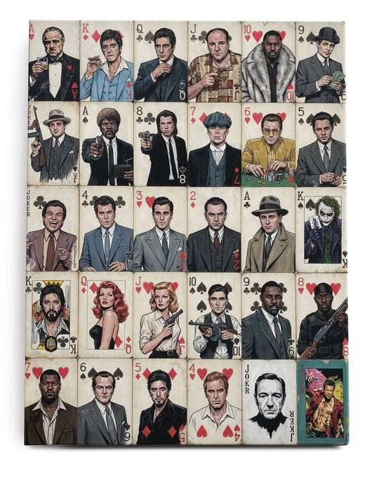 Movie Gangsters Playing Card Canvas Art Print  - Framed Picture