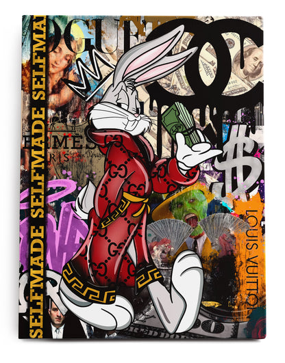 Self Made Bunny Motivational Canvas Art Print  - Framed Picture - Home Decor - Ready to Hang
