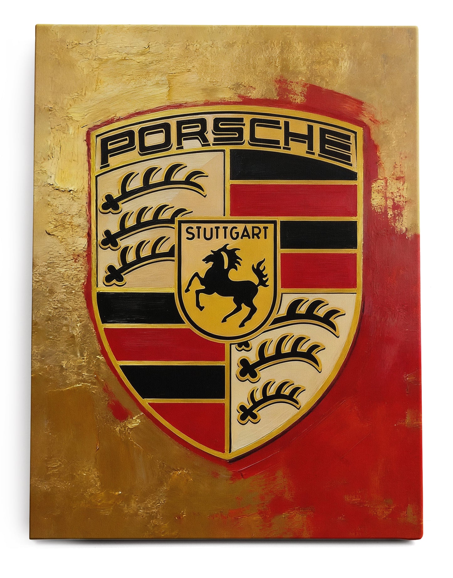 Porsche Emblem Paint Canvas Art Print  - Framed Picture - Home Decor