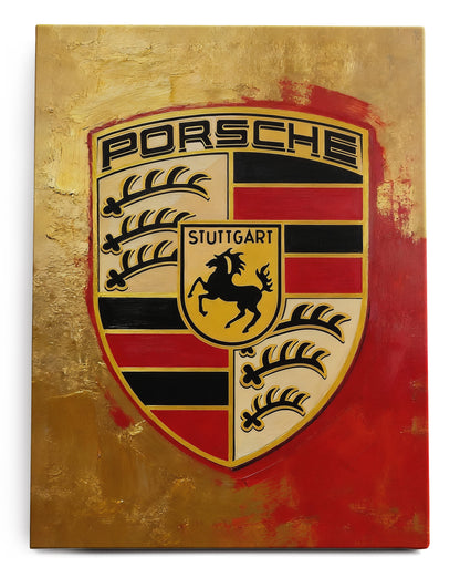 Porsche Emblem Paint Canvas Art Print  - Framed Picture - Home Decor