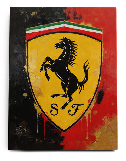 Ferrari Paint Badge Canvas Art Print  - Framed Picture - Home Decor